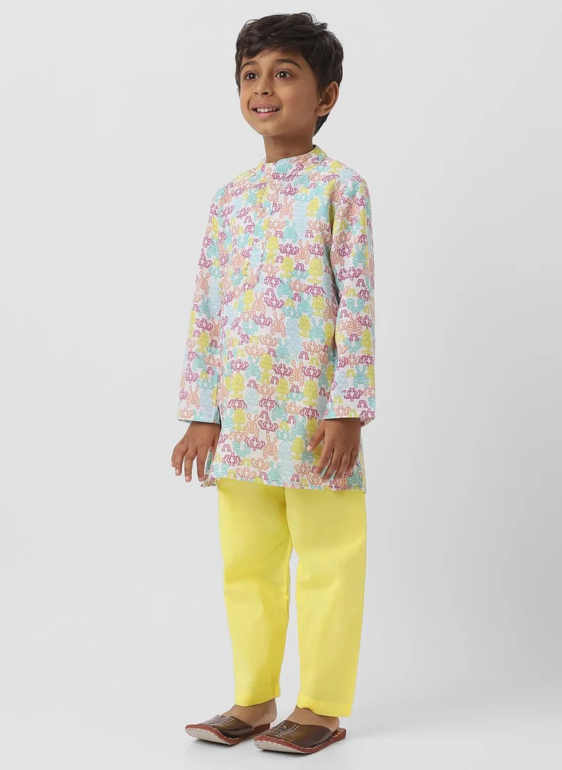 نوتيناتي Nautinati Boys Cotton Kurta With Gota Patti Emebellishment