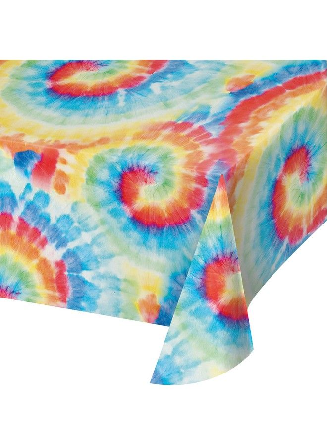 CREATIVE CONVERTING Tie Dye Swirl Plastic Tablecloth 1 Ct - Image 1