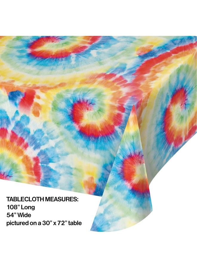 CREATIVE CONVERTING Tie Dye Swirl Plastic Tablecloth 1 Ct - Image 3