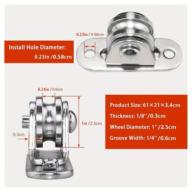 Heavy Duty Pulley Set 4pcs Silent Fixed Rope 176 Lbs Load for Ceiling Installation - Image 5