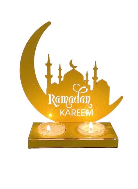 Ramadan Kareem Decoration, Moon Shape Iron Candle Holder Eid Mubarak Candlestick Stand Ramadan Decorations For Home