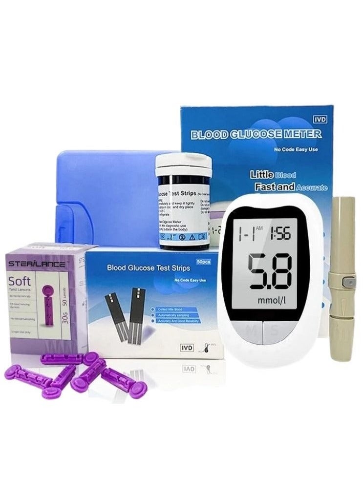 Safe Exrctive CE Simple Blood Glucose Monitoring System With 50 Test Strips And Lancets