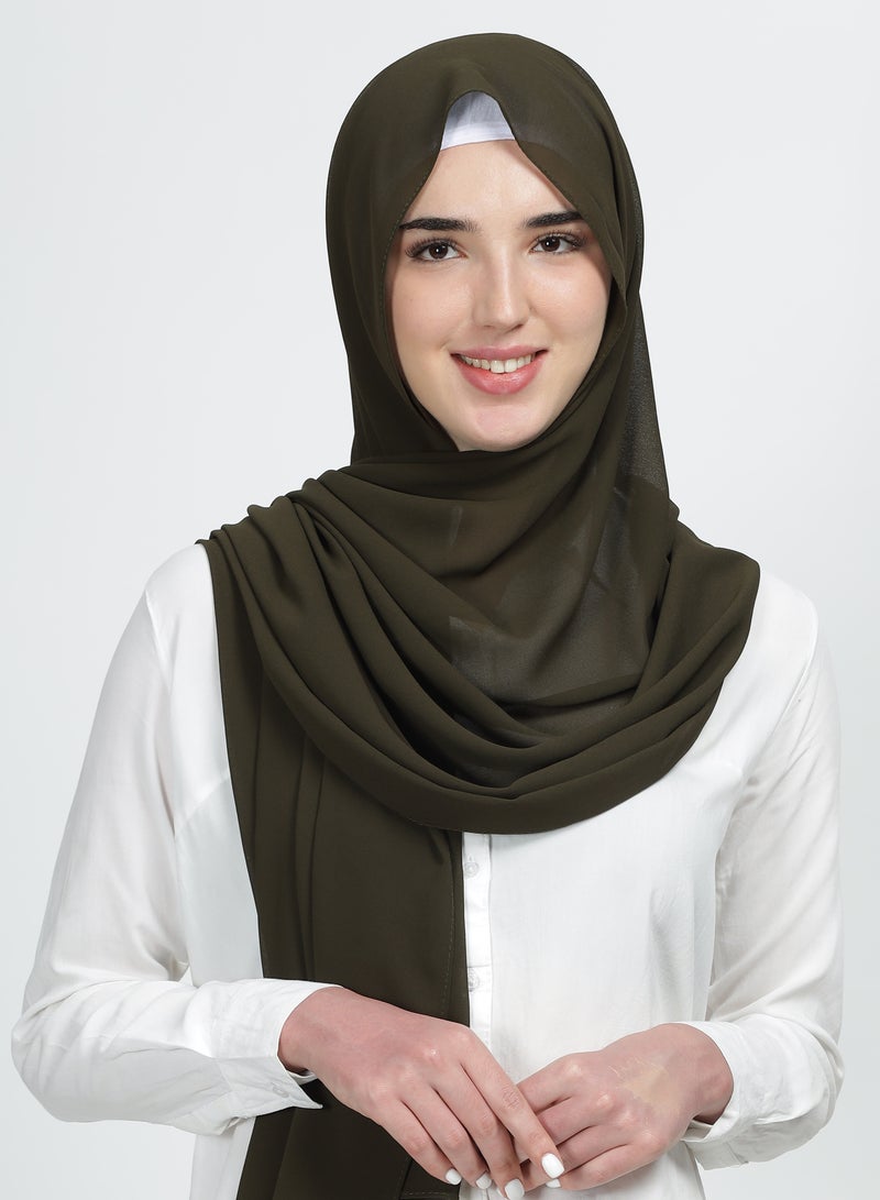 Moja Premium Georgette Hijab - Mehendi Green - Image 1