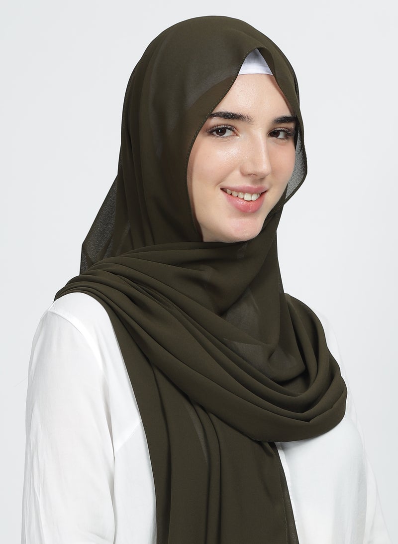 Moja Premium Georgette Hijab - Mehendi Green - Image 3