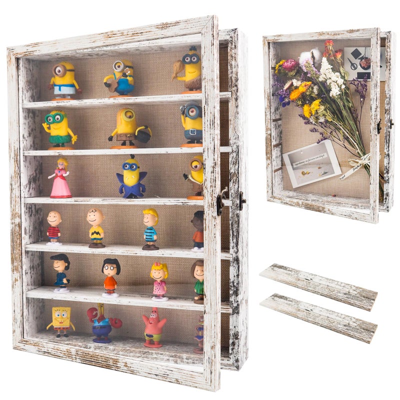 Hodeframe Shadow Box with Shelves, White 12x16 Shadow Boxes Display Cases with Shelves for Miniatures Keepsake Collectibles, Coins Military Medals Pins Wedding Flowers - Image 1