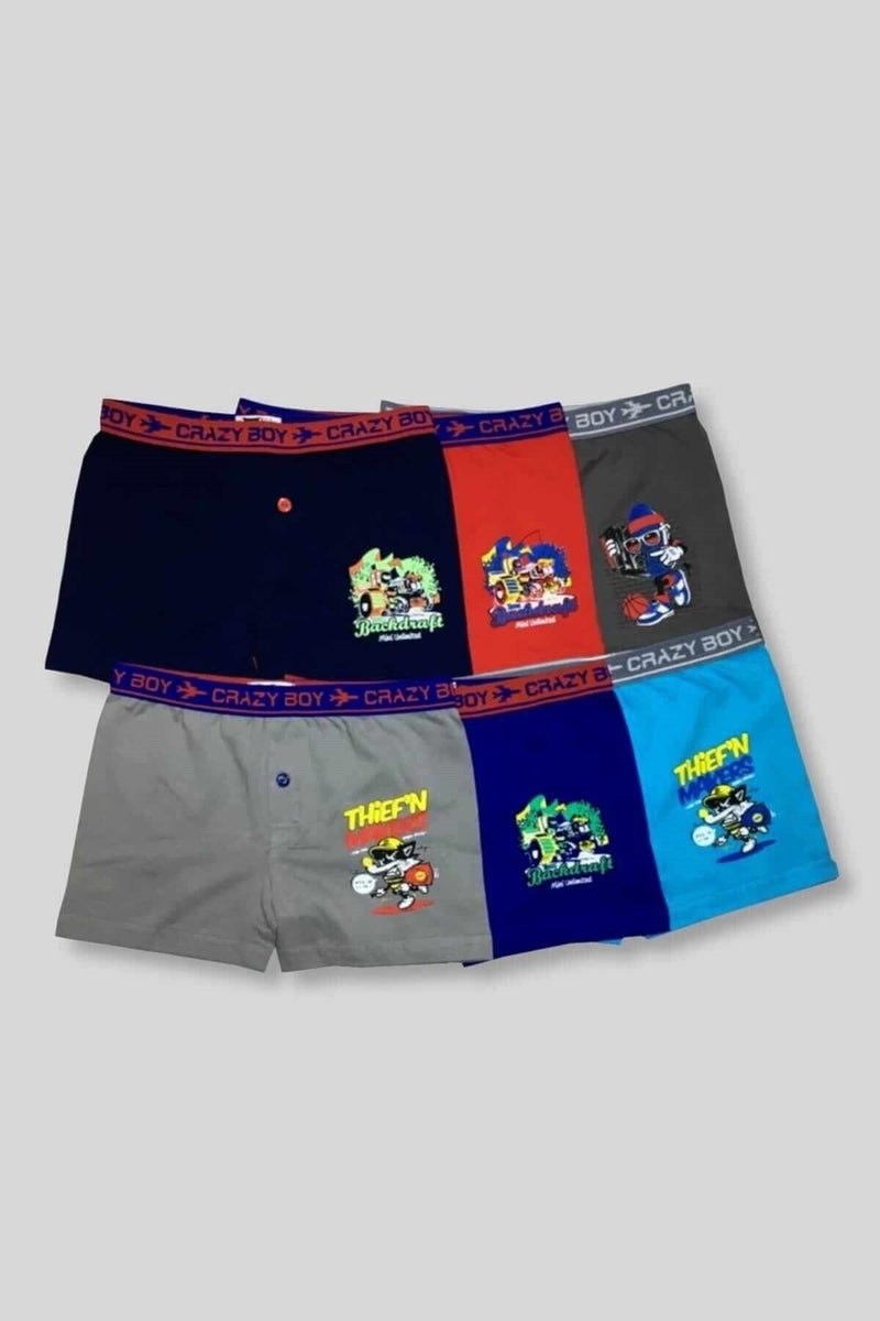Tutku Boys Elastane Printed Boxer 6 Pack 