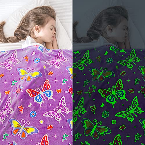 Gdindff Glow in The Dark Blanket Butterfly Gifts Toys for Girls Women Butterfly Blankets for Birthday Gifts for Kids - Image 3