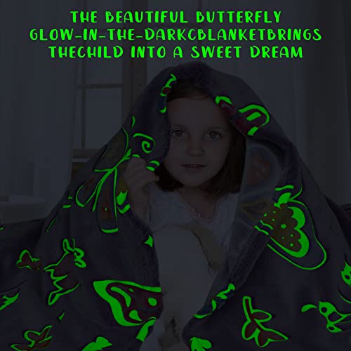 Gdindff Glow in The Dark Blanket Butterfly Gifts Toys for Girls Women Butterfly Blankets for Birthday Gifts for Kids - Image 4