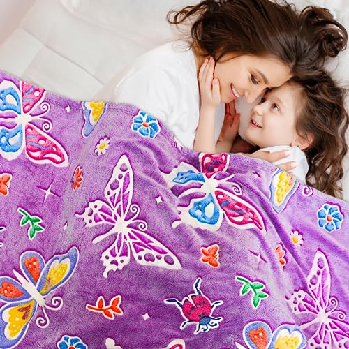 Gdindff Glow in The Dark Blanket Butterfly Gifts Toys for Girls Women Butterfly Blankets for Birthday Gifts for Kids - Image 2