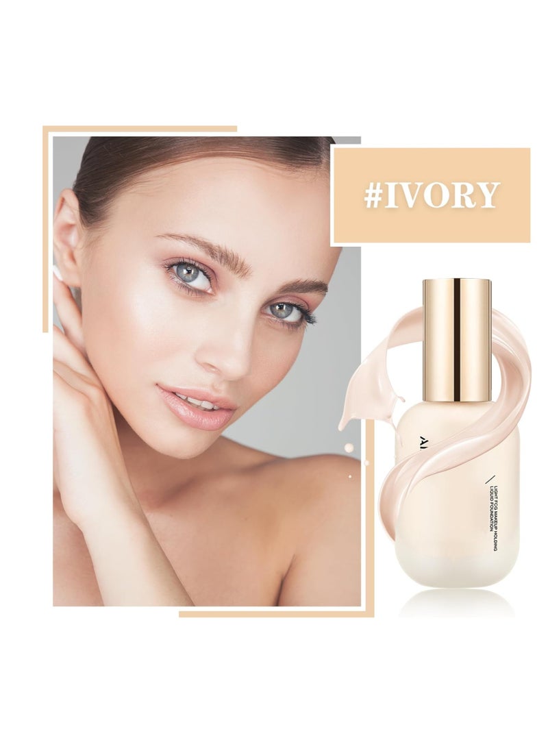 Excefore - Liquid Foundation Full Coverage Foundation, Light Long-lasting Matte Finish Face Foundation Makeup, BB Cream Foundation Base Primer for All Skin Types (Fair Ivory) - Image 1