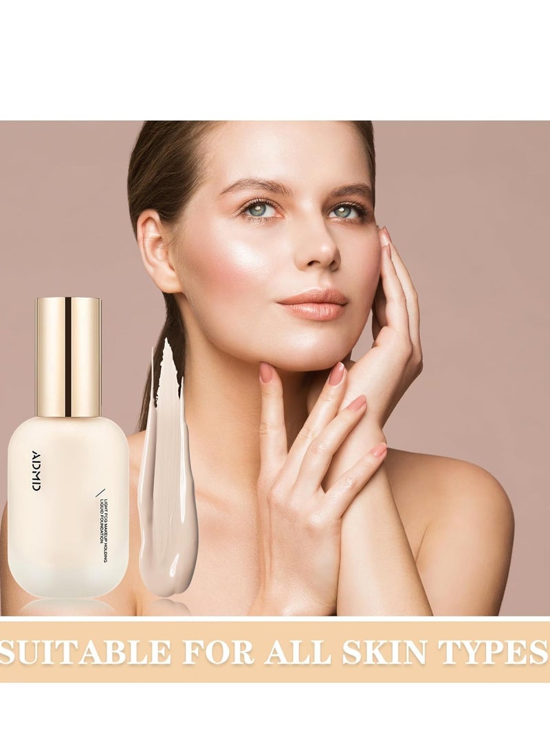 Excefore - Liquid Foundation Full Coverage Foundation, Light Long-lasting Matte Finish Face Foundation Makeup, BB Cream Foundation Base Primer for All Skin Types (Fair Ivory) - Image 1
