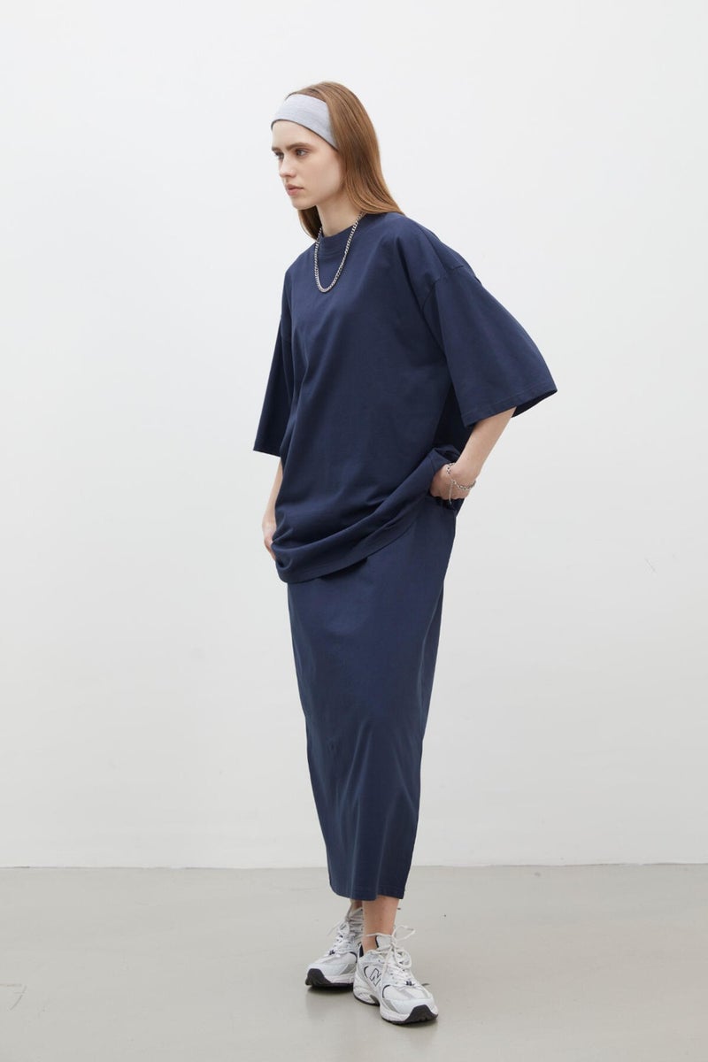 Manuka Cotton Pencil Skirt Navy Blue  - Image 4