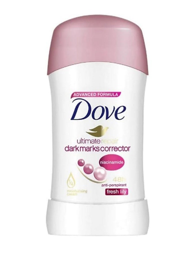 Dove - Ultimate Repair Dark Marks Corrector Fresh Lily Deodorant Stick 40g - Image 1