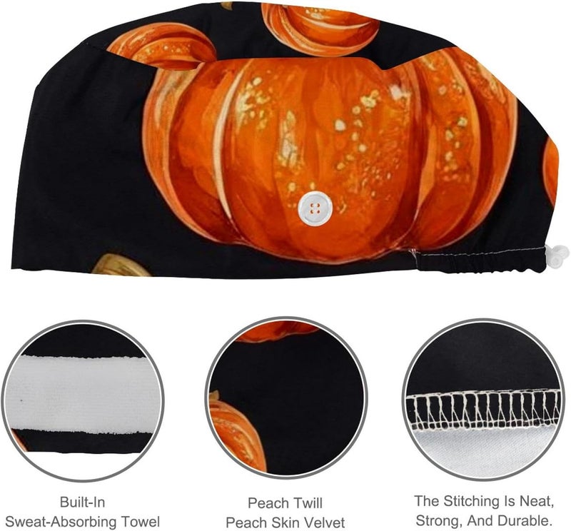 4 Pack Helloween Pumkins 2_119 Printed Protective Caps, Breathable Lightweight Hygienic Comfort Fit Daily Use Head Covers - Image 4