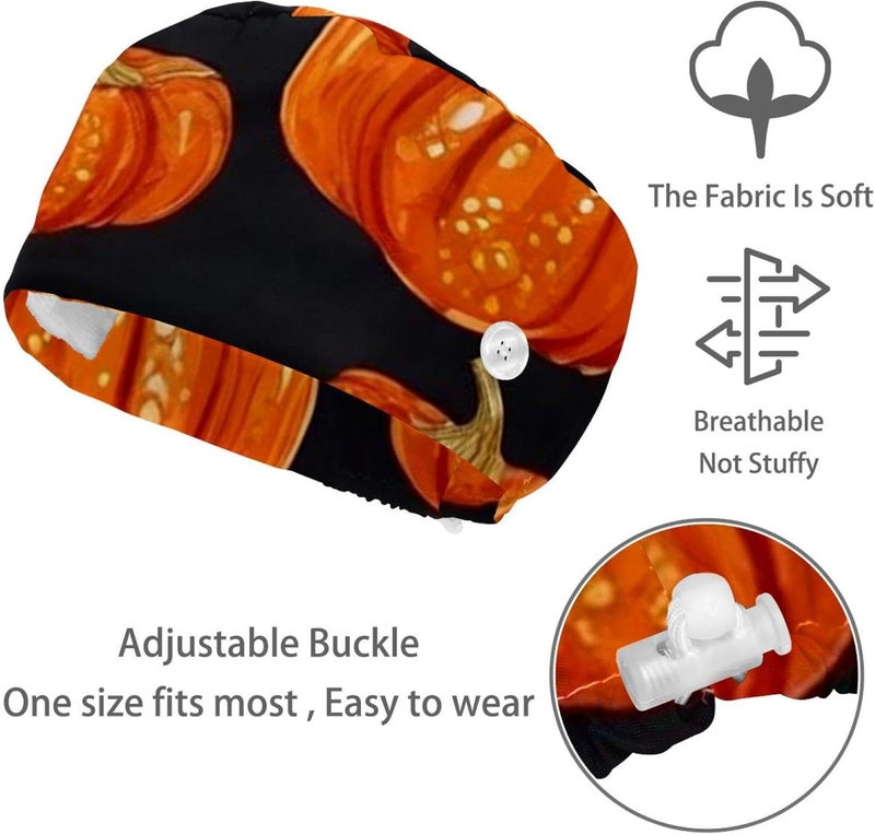 4 Pack Helloween Pumkins 2_119 Printed Protective Caps, Breathable Lightweight Hygienic Comfort Fit Daily Use Head Covers - Image 3