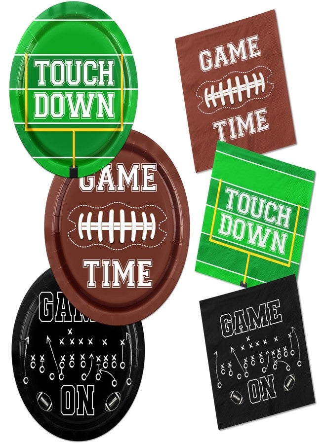 Peghoqu Football Party Supplies Football Plates and Napkin Serve 30,Football Theme Tableware for Events Football Frenzy Game Time Tailgate Sports Luncheon Party Favors - Image 1