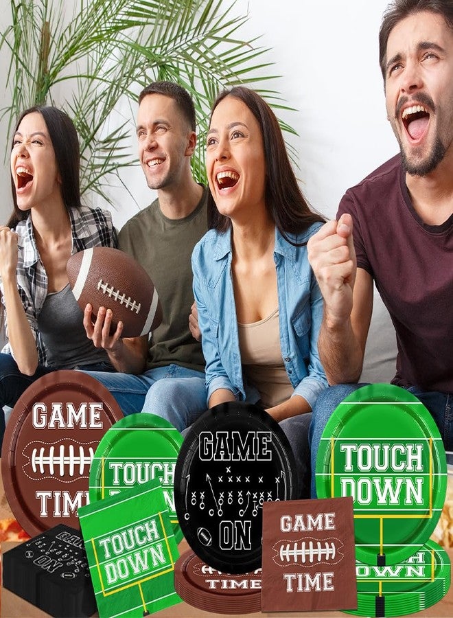 Peghoqu Football Party Supplies Football Plates and Napkin Serve 30,Football Theme Tableware for Events Football Frenzy Game Time Tailgate Sports Luncheon Party Favors - Image 3