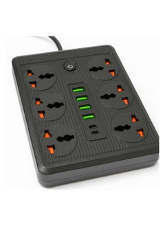 Generic 6-Socket Power Extension Board with 4 USB Ports & 2 PD Fast Charging | Universal Plug | 2M Cable | Surge Protected  - Image 2