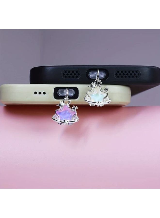 White Star Phone Dust Plug Charm for iPhone 5 to 14 - Image 2