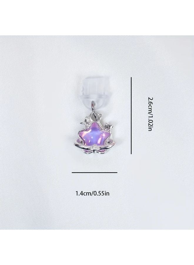 White Star Phone Dust Plug Charm for iPhone 5 to 14 - Image 3