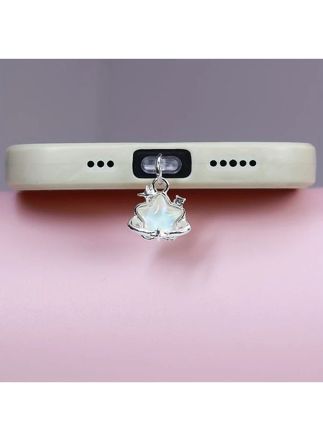 White Star Phone Dust Plug Charm for iPhone 5 to 14 - Image 5