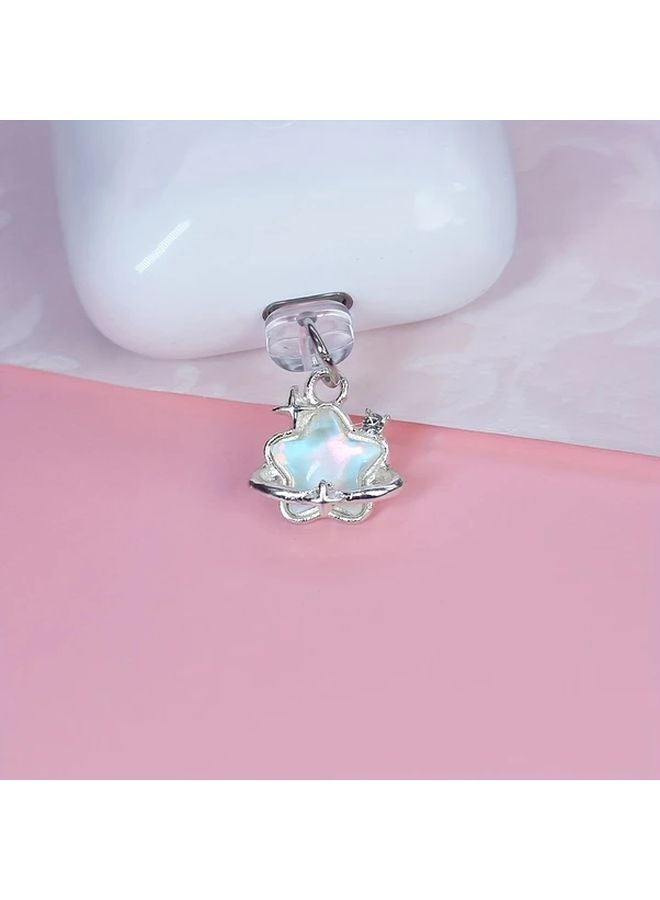 White Star Phone Dust Plug Charm for iPhone 5 to 14 - Image 1