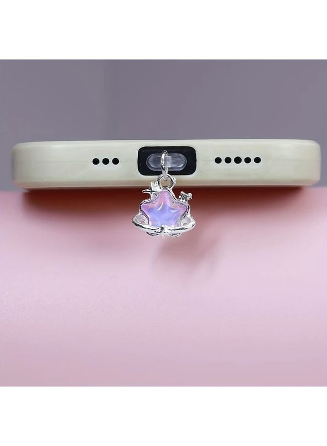 White Star Phone Dust Plug Charm for iPhone 5 to 14 - Image 4