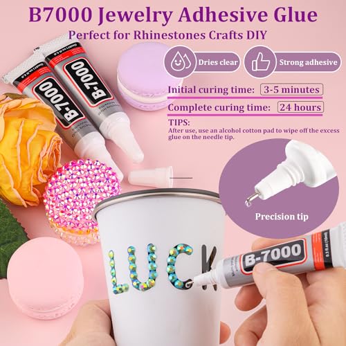 TINKRSTUFF 1500Pcs 6mm Resin Jelly Rhinestones with 1Pcs 10ml B7000 Jewelry Glue for Crafting, Emerald Green AB Flatback Gems, Bedazzling Crystal Bulk for DIY Crafts Clothing Tumblers Shoes Nail Art Fabric - Image 5