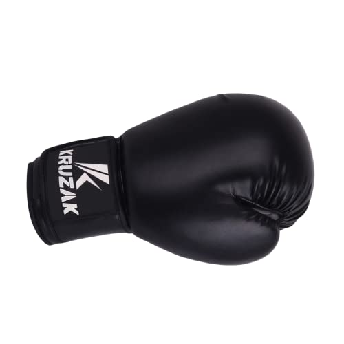 Kruzak Plain Boxing Gloves for Training, Sparring, Kickboxing, Muay Thai and Fighting - Black - 14oz - Image 5