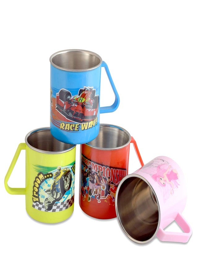 Saura- Joy Milk and Coffee Mug with Steel Inner 330 ml- set of 4 Assorted ( Red , Green,Pink and Blue) - Image 1