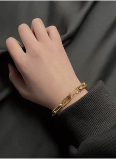 ماركة غير محددة سوار سميك مطلي بالذهب بطبقة مزدوجة للنساء، هدية مجوهرات مثالية مطلية بالذهب للنساء - أساور سلسلة قابلة للتعديل  - Image 3