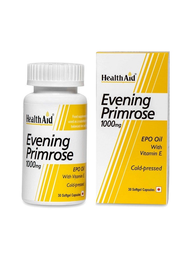 Health Aid HealthAid Evening Primrose Oil 1000mg with Vitamin E For Women & Men Softgel Capsules| Supports Healthy Skin and Hormonal Balance in Women|Helpful for PMS & Menopause|Rich Source of Omega 6 (30 Capsules) - Image 1