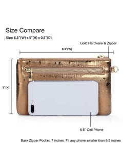 Gold Wristlet Clutch Purses For Women Genuine Leather Chic Womens Wallet Evening Handbags With Cell Phone Pocket Metallic Bronze - pzsku/Z88F176C9D9A02491AC3DZ/45/_/1714995691/68b6b96a-6145-4078-b6c3-ba2172121a4a