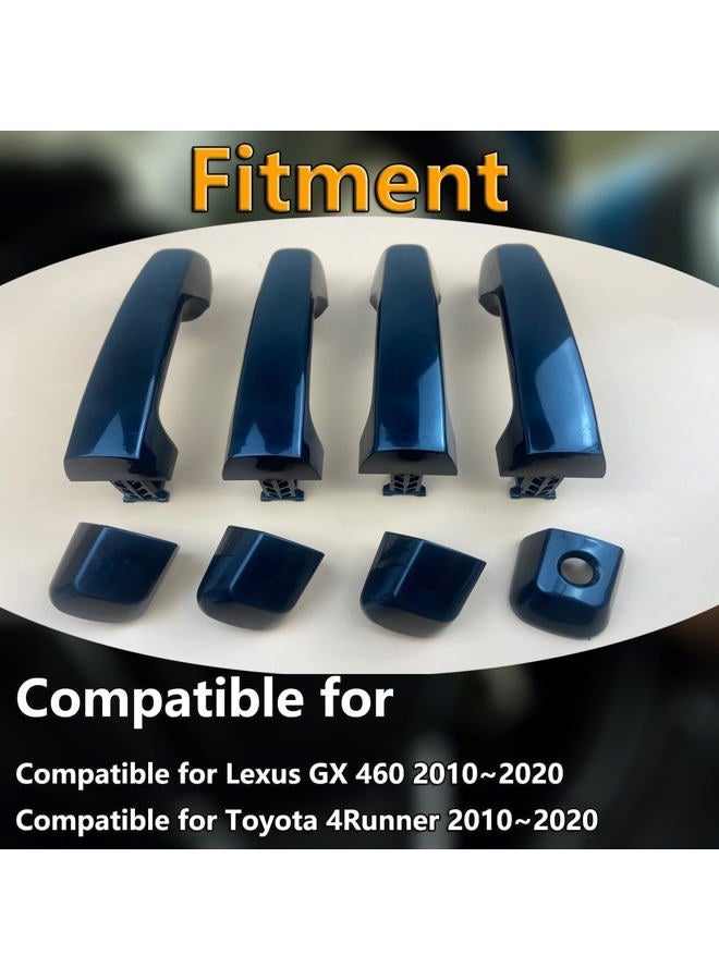 Cheriezing Exterior Door Handles Car Spare Parts Compatible for 2010-2020 4Runner GX460 Replace # Handle 69211-60090 Cap:69217-60150FL,69250-60030FR,69250-60010 RL/RR Set of 4 - Image 2