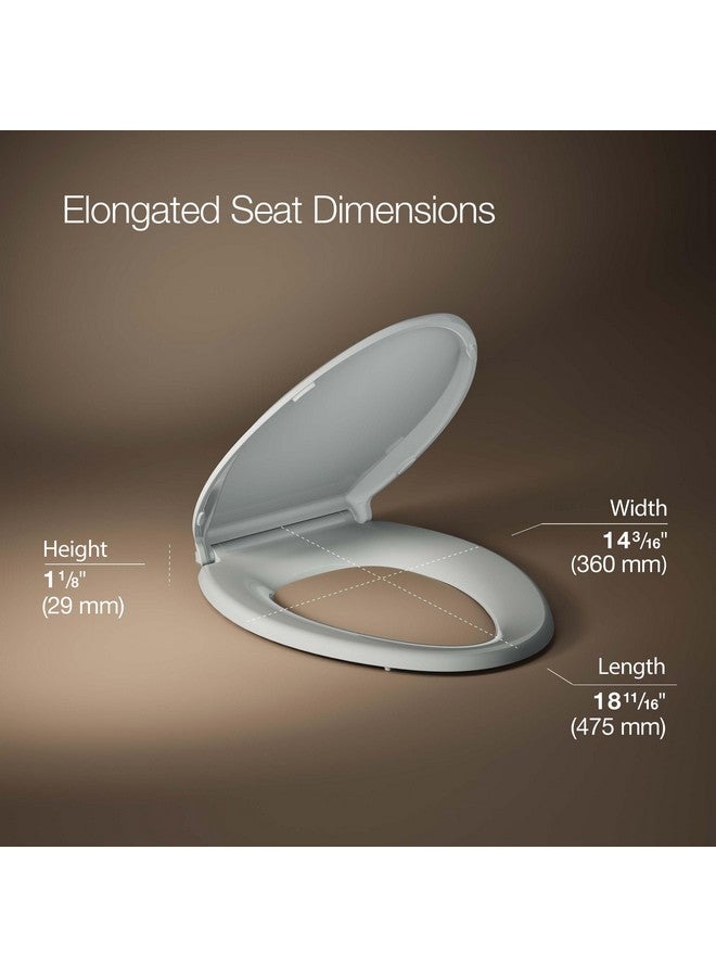 KOHLER 4636-RL-95 Cachet ReadyLatch Quiet-Close Elongated Toilet Seat, Soft Close, Elongated Slow Close Seat, Ice Grey - Image 2