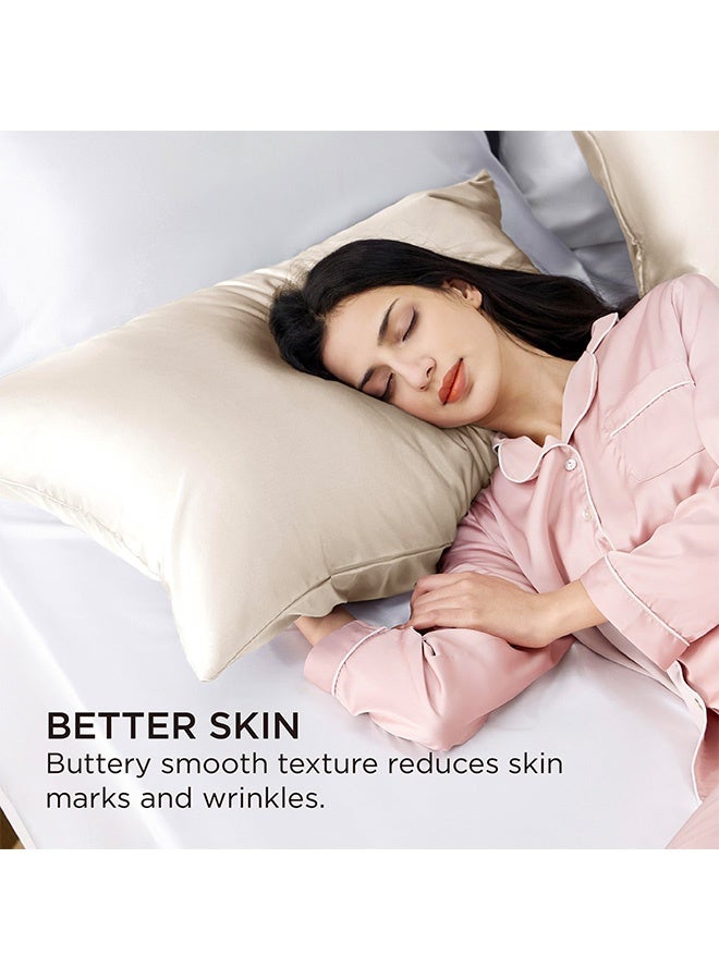 Peachjoy Satin Pillowcase for Hair - Beige Satin Pillow Cases Standard Size with Zipper 2 Pack, Similar to Silk Pillow Cases for Skin, Silky & Soft, Gifts for Women Men, 20*36 Inches (51*91cm) - Image 4