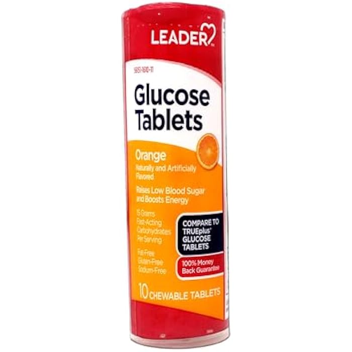 Leader Glucose Tablets, Fast Acting, On-The-Go, Raspberry and Orange Flavor, 6 x 10-Count Tubes - Image 2