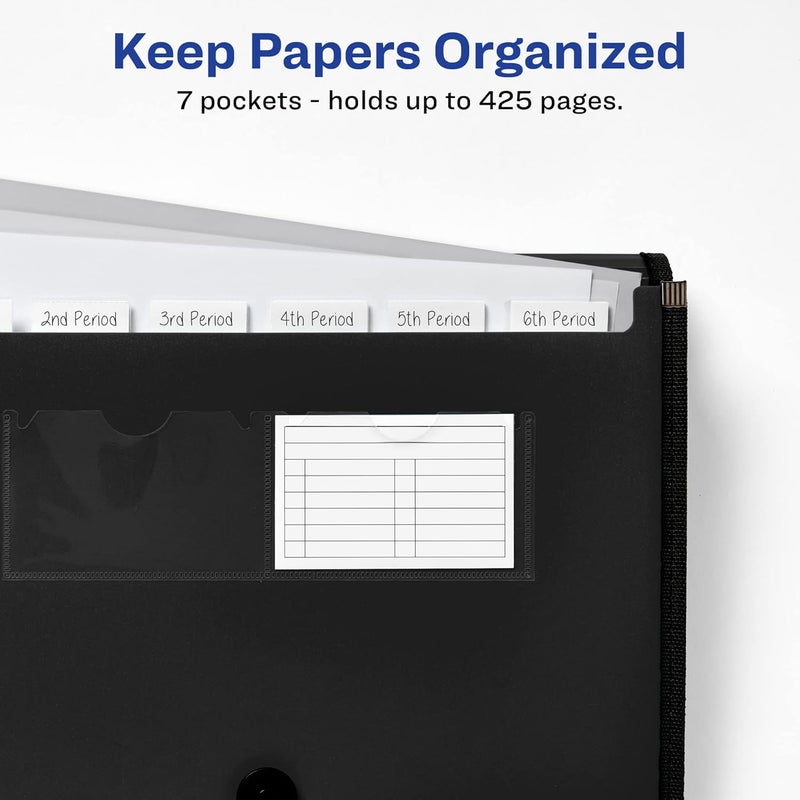 AVERY Extra part combo compatible Expanding File Folder Organizer, 7-Pocket Accordion File Organizer, Black, Holds 425 Letter/A4-Size Sheets (73550) Assorted color options - Image 5