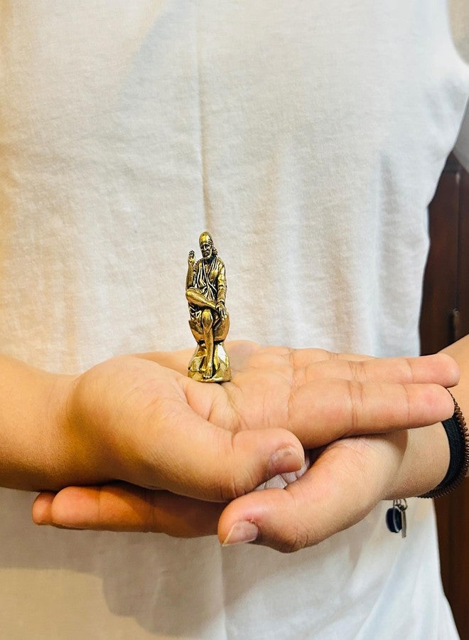 INDICAST Brass 2" Sai Baba Statue | Symbol of Faith and Blessings | Sai Baba Murti Hindu God Idol Figurine Perfect for Decoration Puja & Gifting Purpose Sculpture (Weight- 40gm) - Image 5