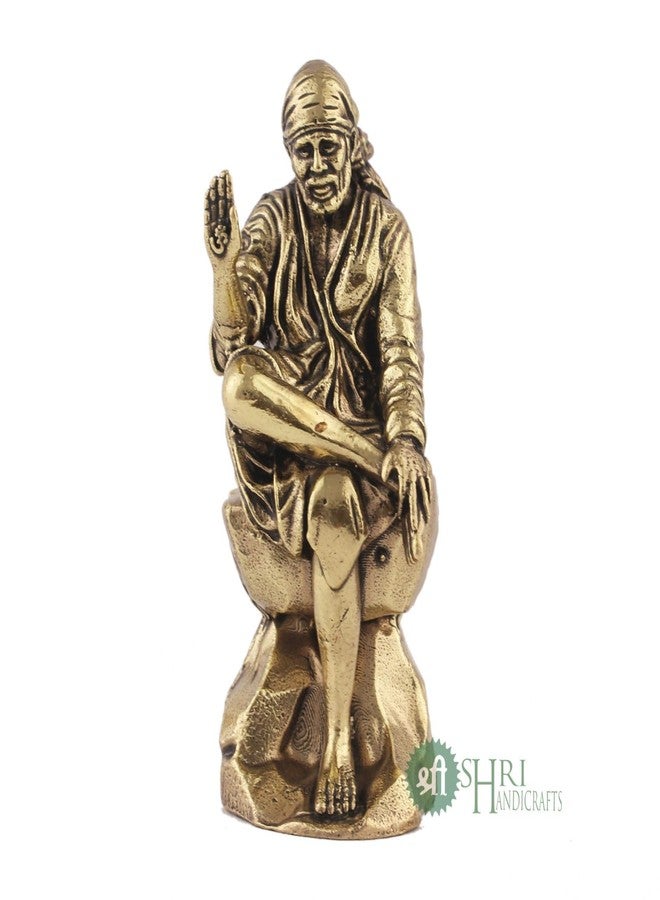 INDICAST Brass 2" Sai Baba Statue | Symbol of Faith and Blessings | Sai Baba Murti Hindu God Idol Figurine Perfect for Decoration Puja & Gifting Purpose Sculpture (Weight- 40gm) - Image 4