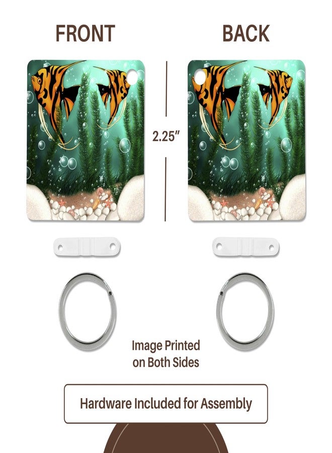 3dRose, 2 Cute Fish With Bubbles In Aquarium, set of 4 Key Chains - Image 5