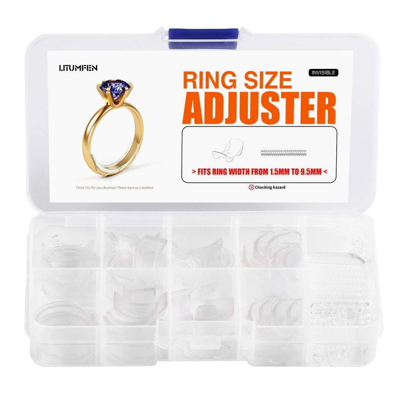 ELETIUO Ring Size Adjuster for Loose Rings  60Pack 2 Styles Ring Guard Ring Sizer 10 Sizes Fit for Man and Woman Ring
