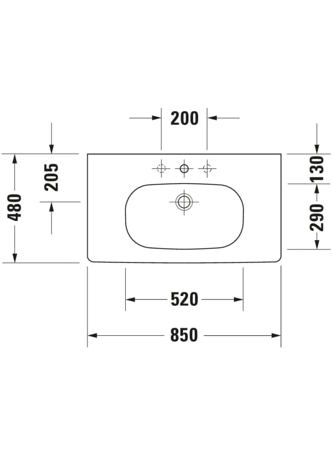 ديورافيت دى كود حوض موبيليا بالفايظ ، بفتحة للخلاط 850*480 مللى ، سيراميك أبيض - Image 4