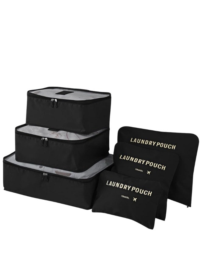 TRAVEL 6 Piece Travel Organizer Bag Set - Black  - Image 1