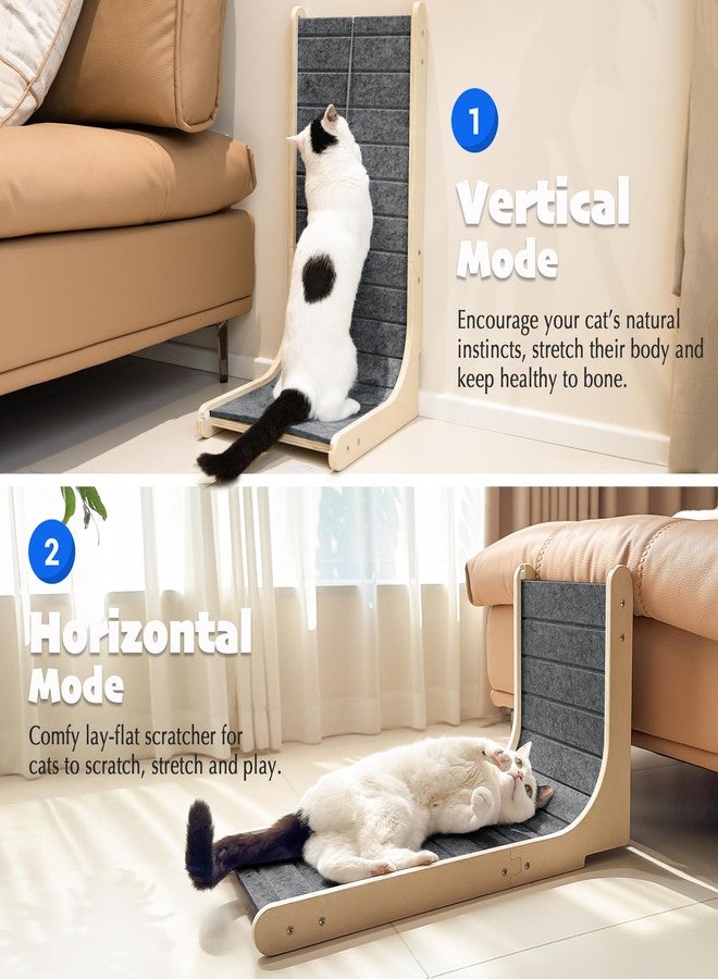 PETKARAY Felt Cat Scratcher, Vertical Cat Scratching Carpet, Scratch Resistant Couch Felt Scratcher, Slot-Free Scratch Pad with Toy Ball, Dark Grey - Image 4