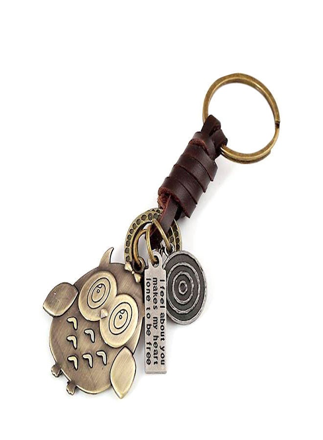 نيبمينينت سلسلة مفاتيح على شكل بومة بتصميم ريترو مضفر من الجلد