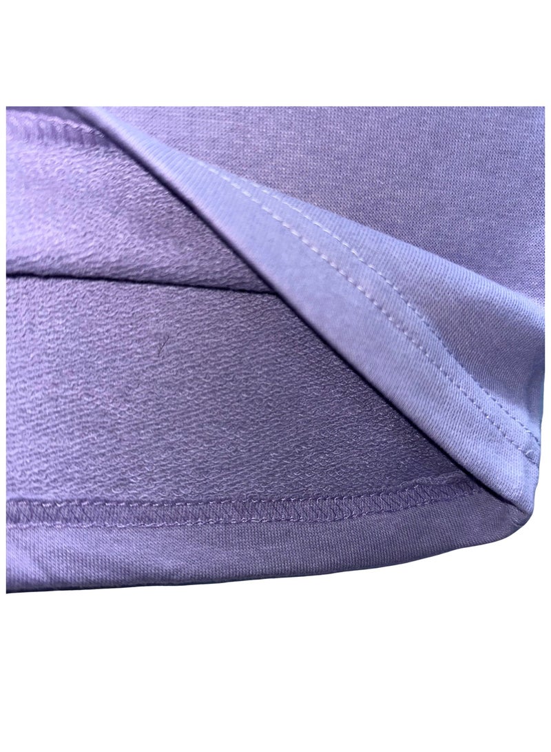 طقم ملابس بناتي مريح من القطن - تيشيرت وبنطال بنفسجي - للأعمار 2 إلى 12 سنة - Image 3