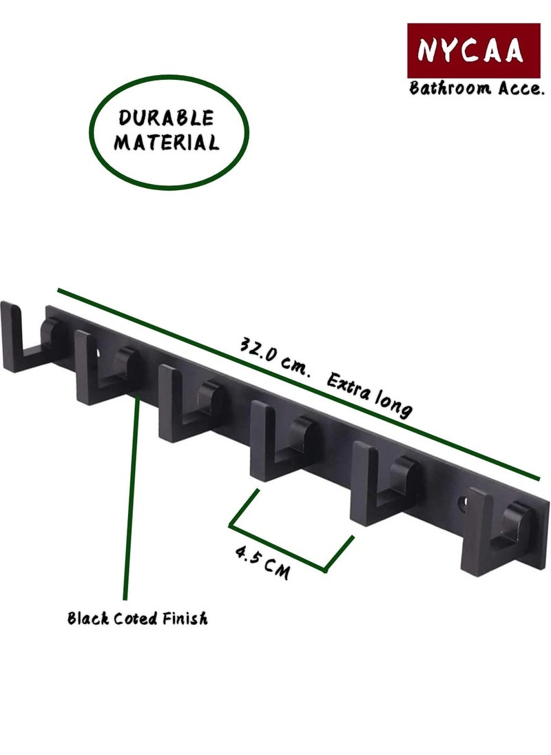 NYCAA NYCAA Stainless Steel Black Door Hanger P2 L Type Wall Hooks 6 Pin Hooks Door Hanger Black for Bathroom Bedroom Kitchen and wash Area Wall Hanger pack of 2  - Image 2