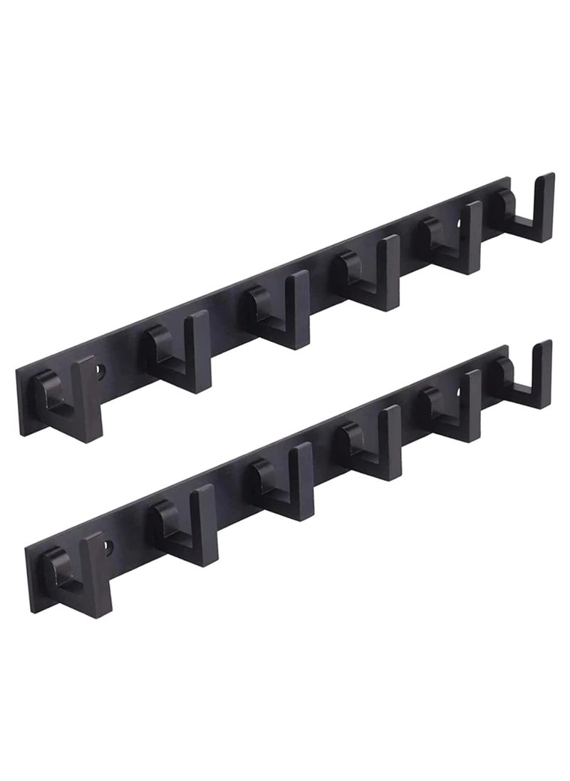 NYCAA NYCAA Stainless Steel Black Door Hanger P2 L Type Wall Hooks 6 Pin Hooks Door Hanger Black for Bathroom Bedroom Kitchen and wash Area Wall Hanger pack of 2  - Image 1