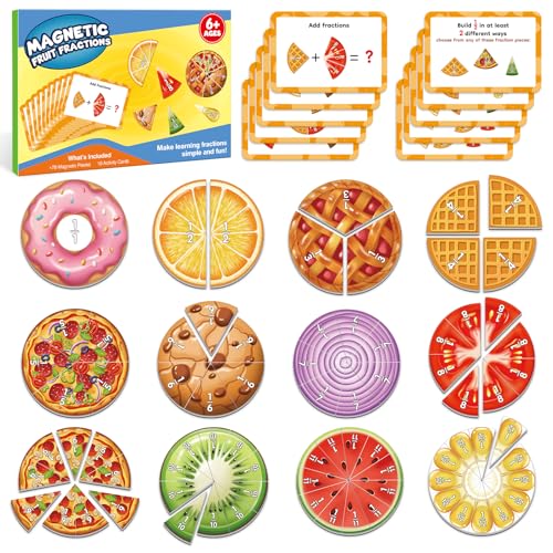 Aizweb Magnetic Fraction Tiles Circles SetBarsMagnetic Fraction Educational PuzzleMontessori Math ManipulativesFraction Learning Games for Elementary Classroom Homeschool Supplies - Image 1